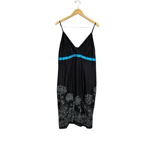 NWT Black Tank Top Dress 16W Floral Embroidery Cotton 2000s Boho Gilmore Girls